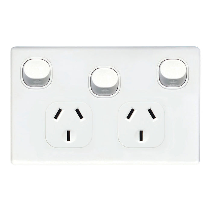 Tradesave Slim 10A Double Power Point With Extra 16A Switch