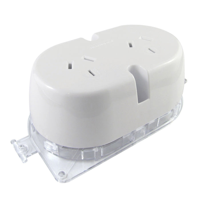 Tradesave Double Plug Base Socket Bright white Heat Treated Plastic