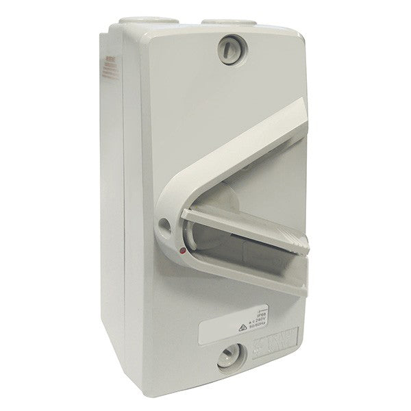 Tradesave  Weatherproof Isolator Switch.3 Pole. IP66. 63A. Grey heavy duty industrial grade virgin plastic. UV stabilised. Surface mount.