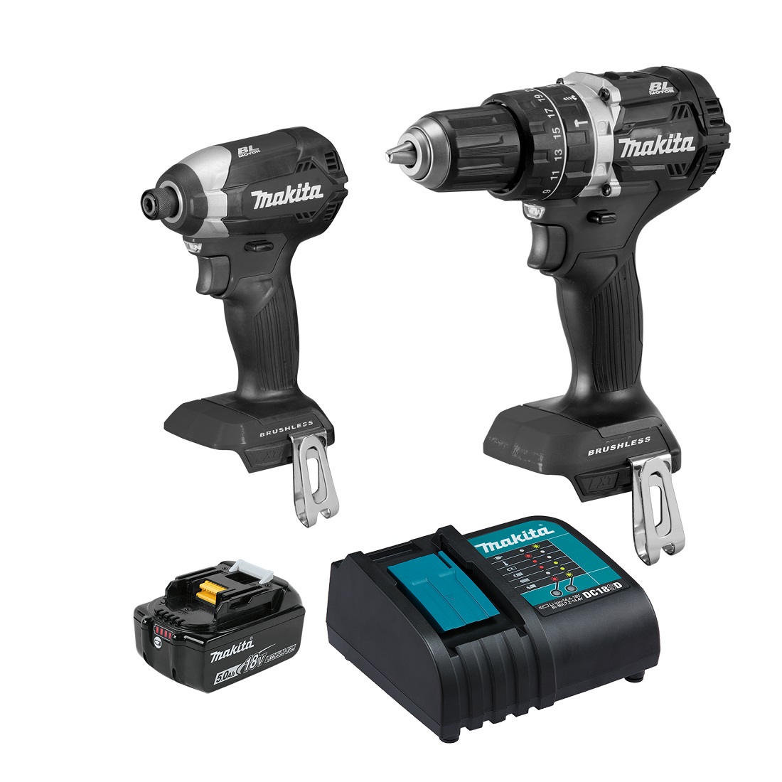 Makita 18V Kit LXT Brushless Black Hammer driver Impact 2 PC 5.0Ah Kit Scott Electrical